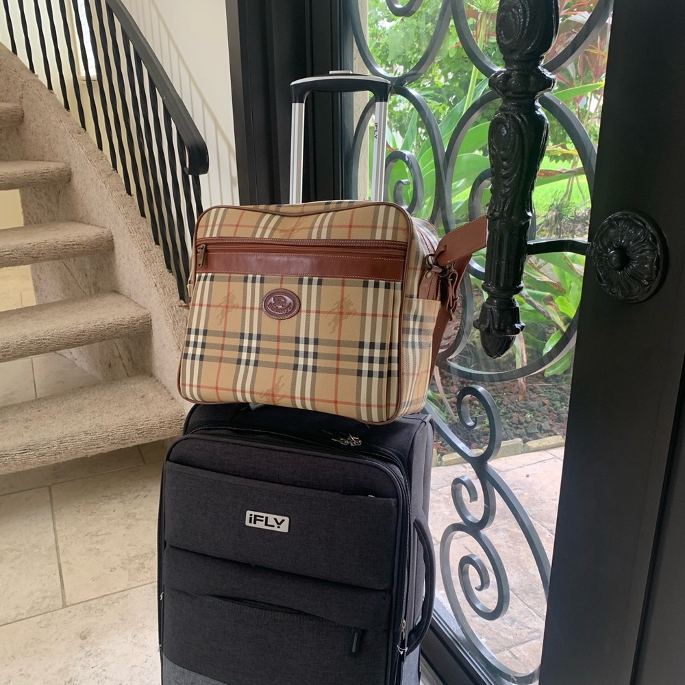 Burberrys Nova Check Travel Bag PVC Leather